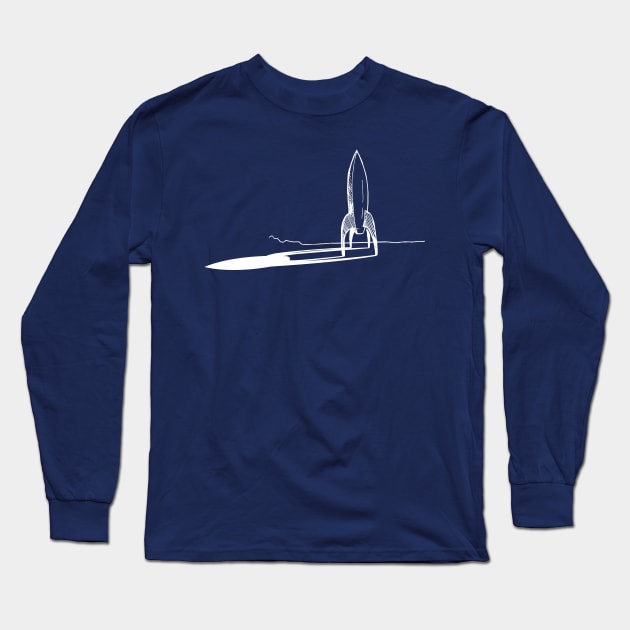 Super Retro Classic Rocket Line Art Long Sleeve T-Shirt by callingtomorrow